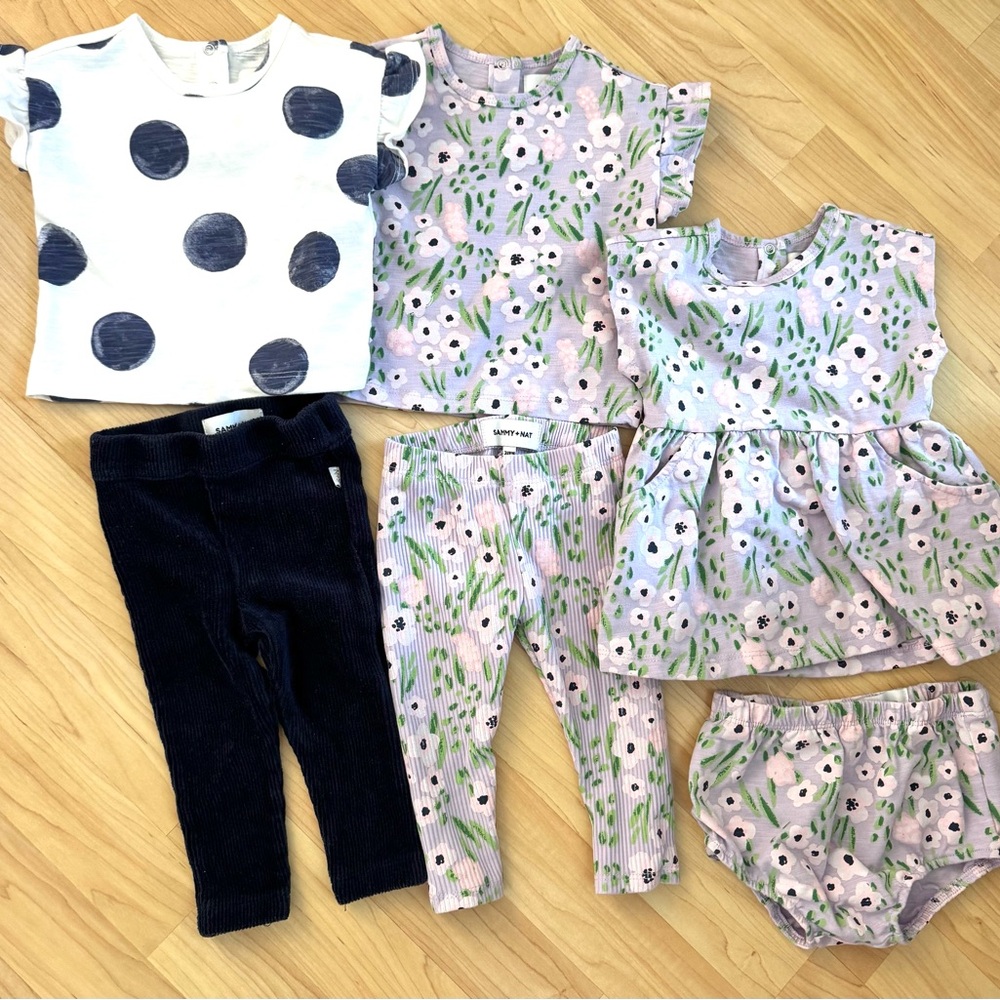 Sammy + Nat lot - Carly lavender, Washed Indigo Dot, Callie size 3-6m NWOT
